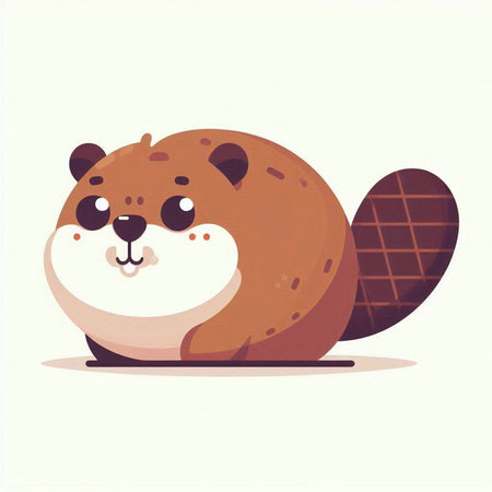 Cute beaver isolated on a white background. Vector illustration.のイラスト素材