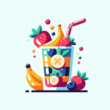 Fruit smoothie in a glass with a straw. Vector illustration.のイラスト素材