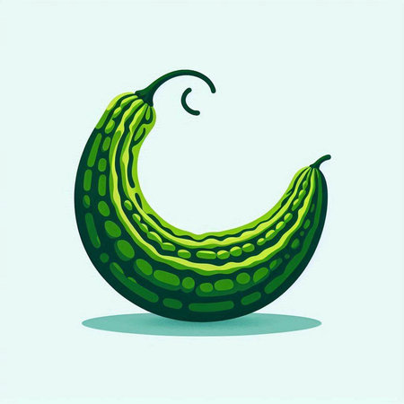 Illustration of a green cucumber isolated on a white background.のイラスト素材