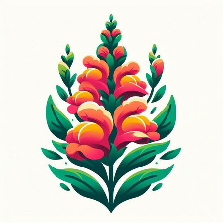 Flower of orange and green on white background. Vector illustration.のイラスト素材