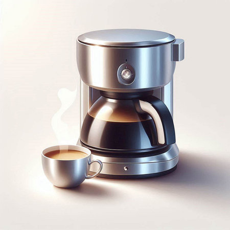Coffee maker and cup of coffee on a white background.のイラスト素材