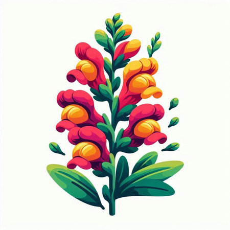 Illustration of a red and orange flower isolated on a white backgroundのイラスト素材