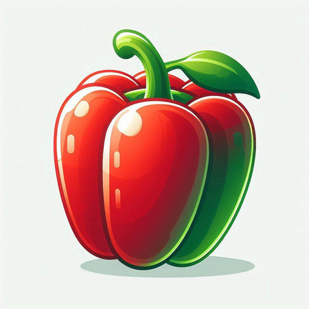 Illustration of a red and green bell pepper on a white backgroundのイラスト素材
