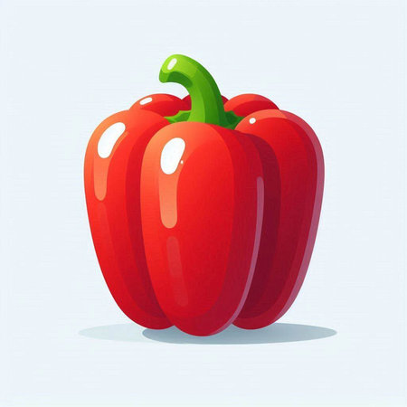 Illustration of a red bell pepper isolated on a white background.のイラスト素材