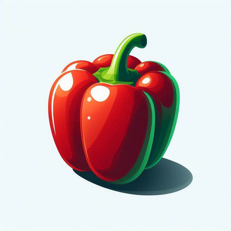 Illustration of a red bell pepper on a white background - vectorのイラスト素材