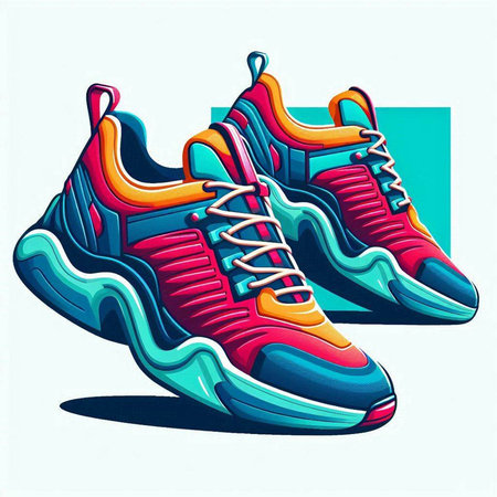 Sneakers in retro style. Stylized vector illustration.のイラスト素材