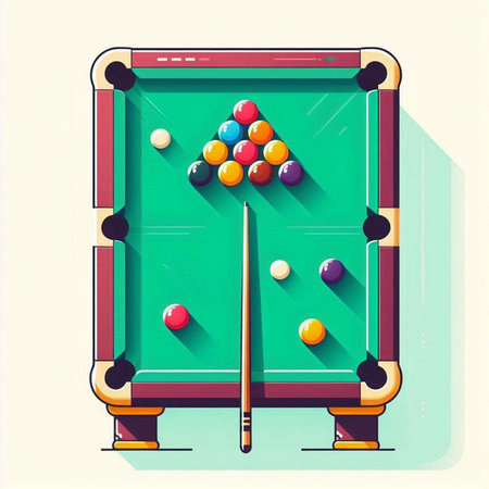 Billiard table with balls in retro style. Vector illustration. Eps 10のイラスト素材