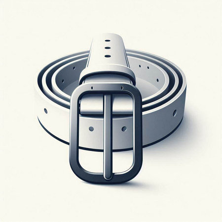 Men's belt with a buckle on a white background. 3d illustrationのイラスト素材