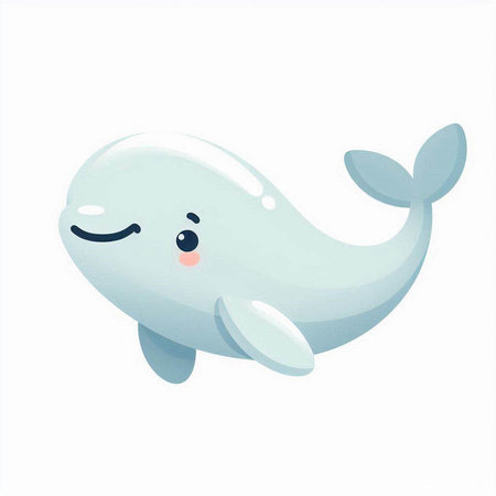 Cute cartoon white whale isolated on white background. Vector illustration.のイラスト素材
