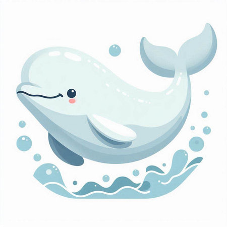 Cute cartoon whale. Vector illustration isolated on a white background.のイラスト素材