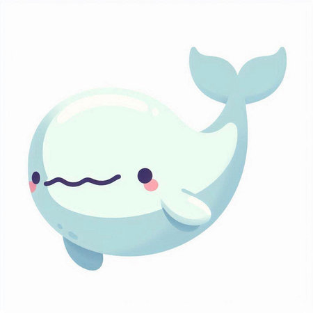 Cute cartoon whale. Vector illustration isolated on a white background.のイラスト素材