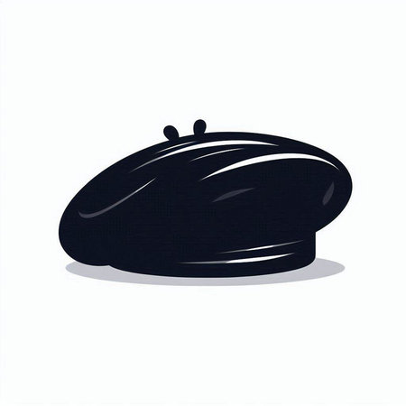 Vector illustration of a black beret isolated on a white background.のイラスト素材