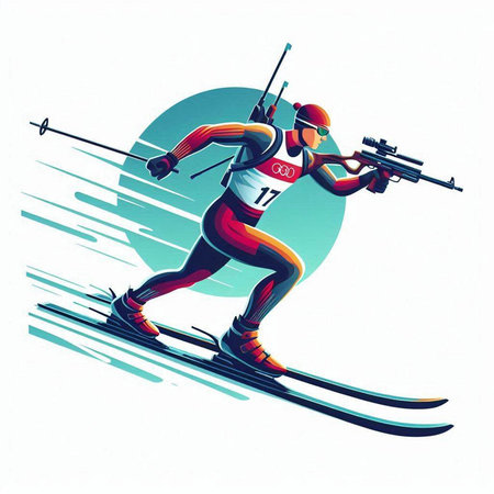Cross-country skier in action, vector illustration, eps 10のイラスト素材