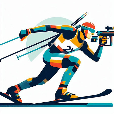 Cross-country skier. Cross-country skiing. Vector illustration.のイラスト素材