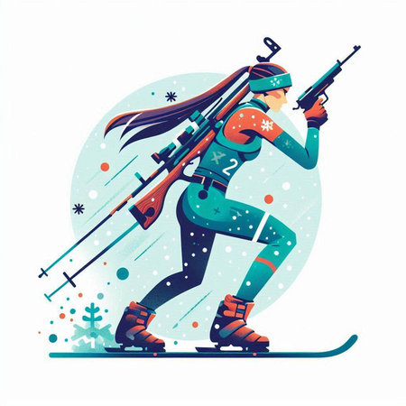 Winter sports. The girl is engaged in skiing. Vector illustration.のイラスト素材