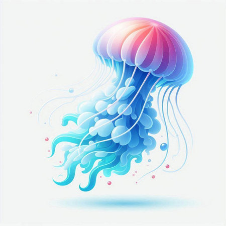 colorful jellyfish on a white background. vector illustration for your designのイラスト素材
