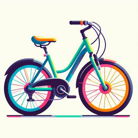 Colorful bike isolated on white background. Vector illustration in retro style.のイラスト素材