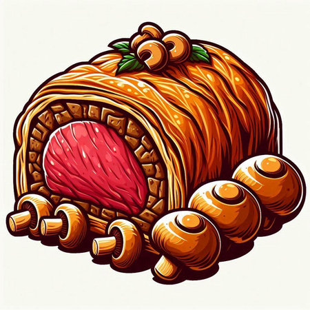 Hand drawn vector illustration of sweet buns or croissants.のイラスト素材