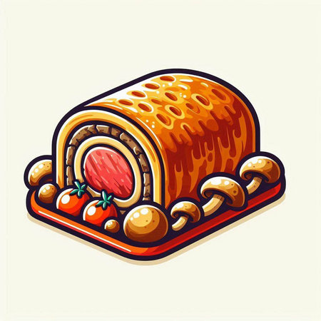 Sausage roll. Vector illustration. Isolated on white background.のイラスト素材