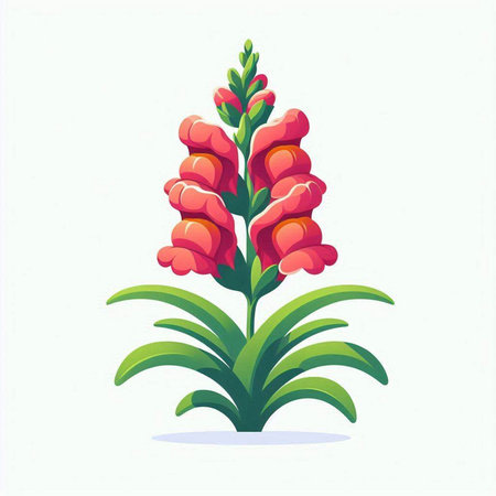 Red flower isolated on white background. Vector illustration in flat style.のイラスト素材