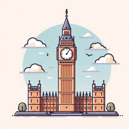 Big Ben, London, United Kingdom. Vector illustration in flat styleのイラスト素材
