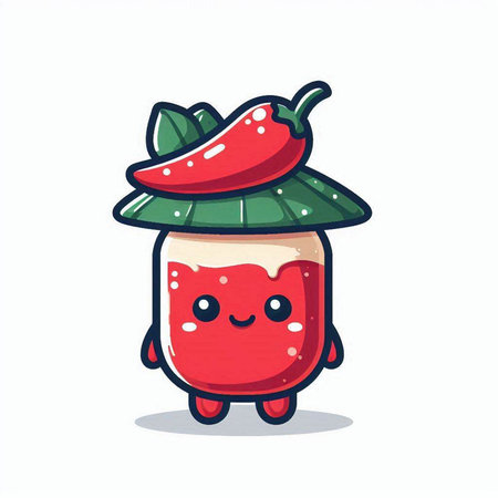 Cute chili pepper character cartoon vector illustration. Isolated on white backgroundのイラスト素材