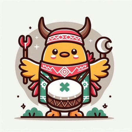 Cute kawaii cartoon horned monster. Vector illustration.のイラスト素材