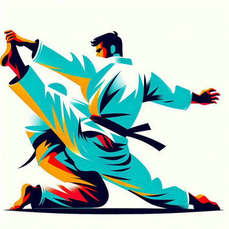 Karate man in kimono. Martial arts. Vector illustration.のイラスト素材