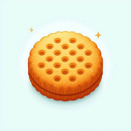 Illustration of a round biscuit on a blue background with starsのイラスト素材