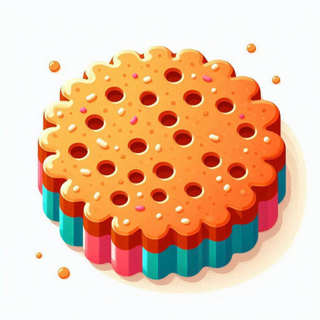 Illustration of a biscuit with orange glaze on a white backgroundのイラスト素材
