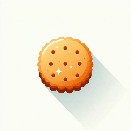 Illustration of a biscuit with a shadow on a white backgroundのイラスト素材