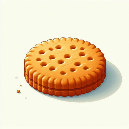 Illustration of a biscuit with holes on a white background.のイラスト素材
