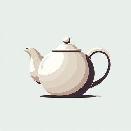Vector illustration of a white teapot on a gray background.のイラスト素材