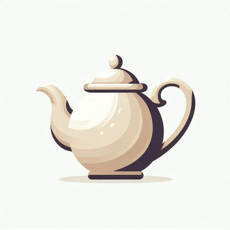 Ceramic tea pot on a white background. Vector illustration.のイラスト素材