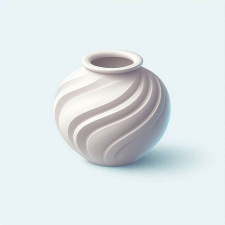 White ceramic vase on blue background. 3d illustration. Minimal style.のイラスト素材