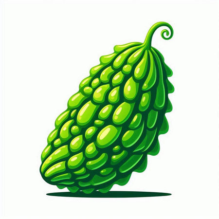 Bitter melon isolated on a white background. Vector illustration.のイラスト素材