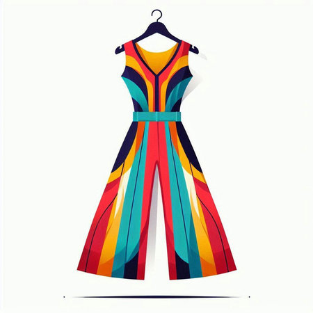 Fashionable summer dress on a hanger. Vector illustration.のイラスト素材