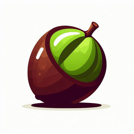Illustration of a green acorn isolated on a white background.のイラスト素材