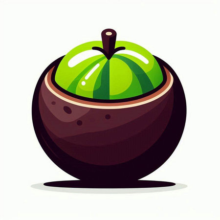 Illustration of a cartoon green pumpkin isolated on a white background.のイラスト素材