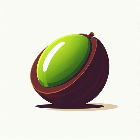 Illustration of a ripe acorn on a white background, vector illustrationのイラスト素材
