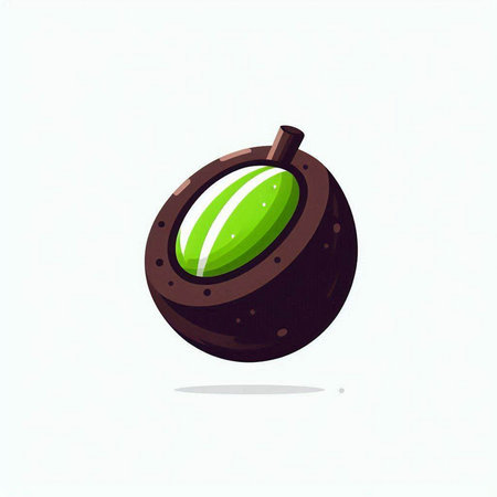 Coconut fruit vector illustration on a white background. Cartoon style.のイラスト素材