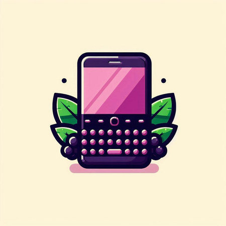 Smartphone with green leaves. Vector illustration in a flat style.のイラスト素材