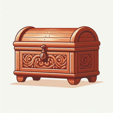 Wooden chest. Vector illustration of a wooden chest with a lid.のイラスト素材