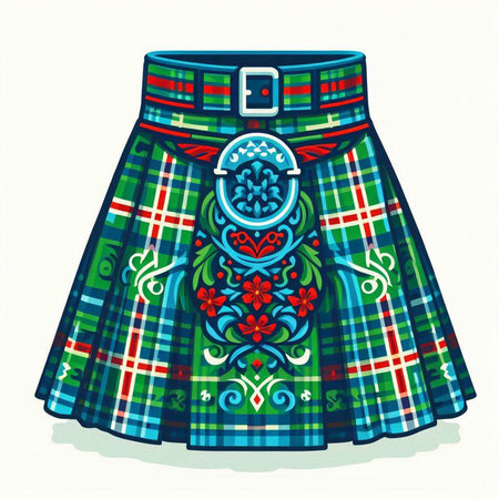 Illustration of a traditional scandinavian skirt with ornament.のイラスト素材