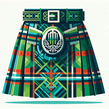 Illustration of a skirt with geometric pattern in the style of the 80sのイラスト素材