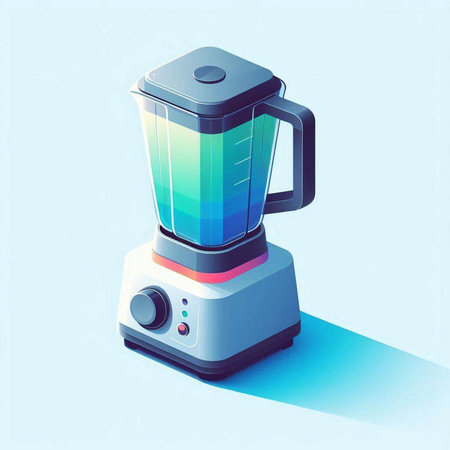 illustration of a blender on a blue background in isometric styleのイラスト素材