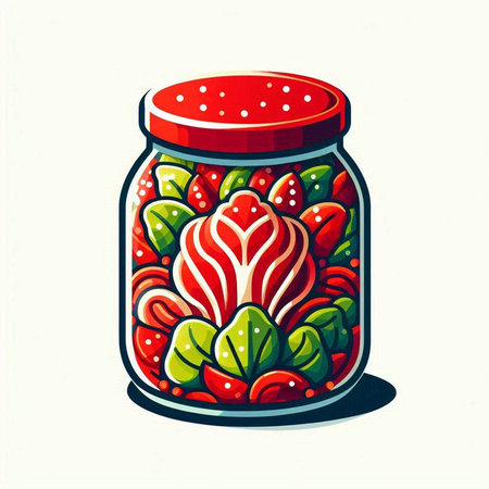 Illustration of a glass jar with a flower inside. Vector illustration.のイラスト素材