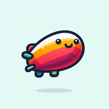 Cute Cartoon Airship Character. Vector Illustration Isolated On Backgroundのイラスト素材