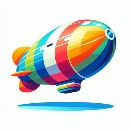 Illustration of colorful airship isolated on a white background - vectorのイラスト素材