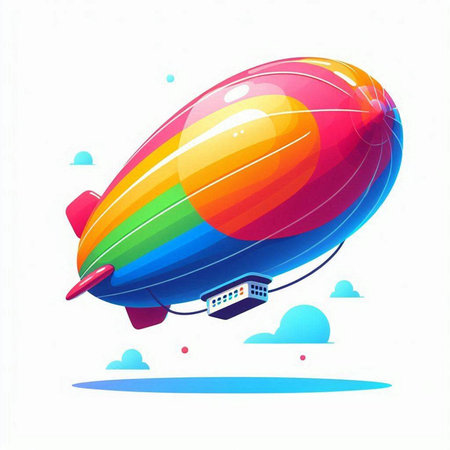 Airship in the sky. Colorful vector illustration for your designのイラスト素材